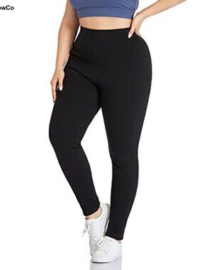 Plus Size Fleece Lined High Waist Thermal Leggings Winter Workout Yoga Pants